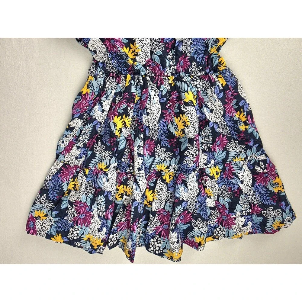 Girls Dress Size 4 Vince Camuto 100% Cotton Summer Bright Tropical Floral Tiered